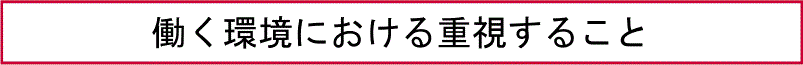 働く環境における重視すること