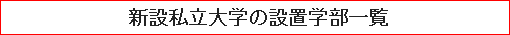 新設私立大学の設置学部一覧