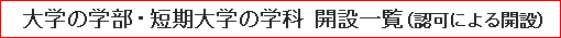 大学の学部・短期大学の学科 開設一覧（認可による開設）