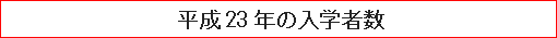 平成23年の入学者数
