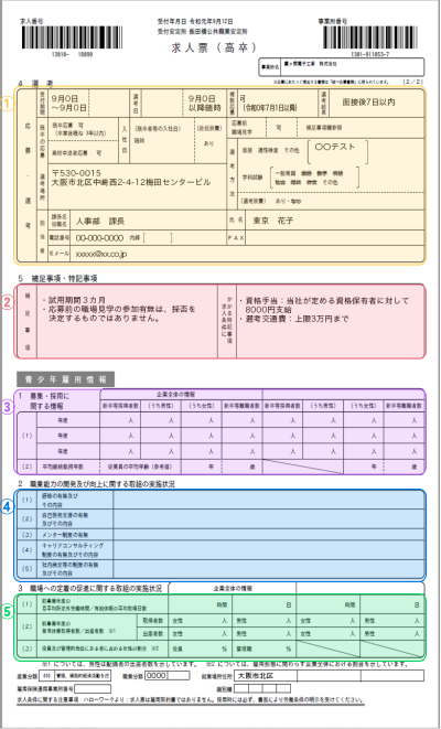 求人票の見本（選考）